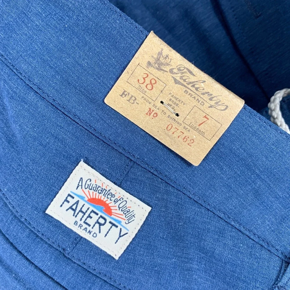 Faherty All Day Shorts Men 38x7 Preppy Belt Loop Navy Blue Coastal Beach NEW